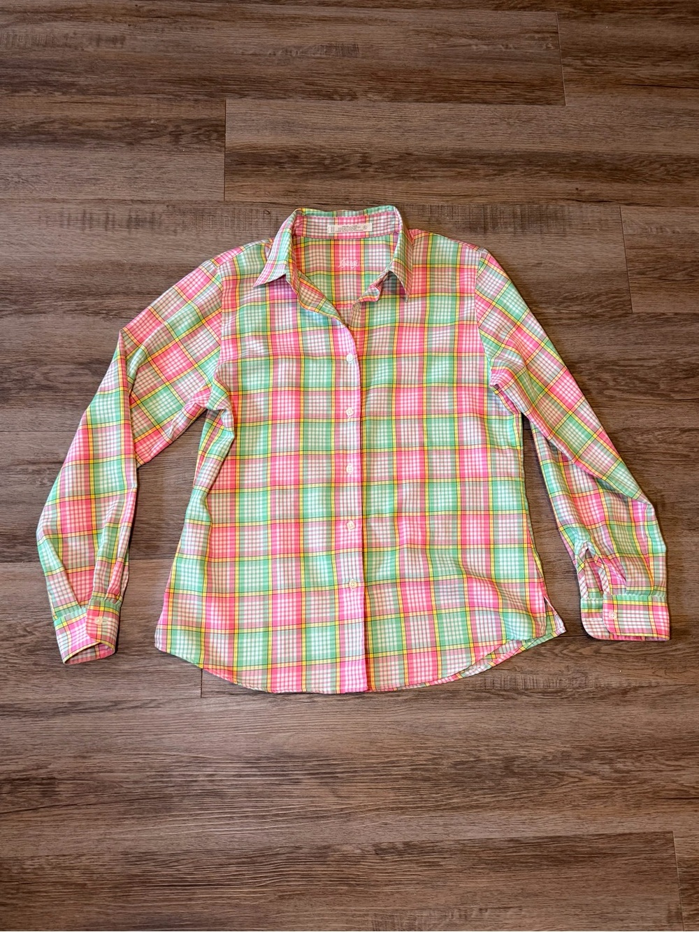 Foxcroft Wrinkle Free Plaid Button Up Long Sleeve Shirt Women’s Size 6
